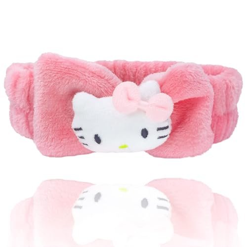 Saileg Kawaii Cartoon Stirnband – Niedliches Anime Spa-Stirnband für Frauen, Gesichtsreinigung, Make-up, Hautpflege, weiches Mikrofaser-Coral-Frottee-Haarband für Mädchen (KT)