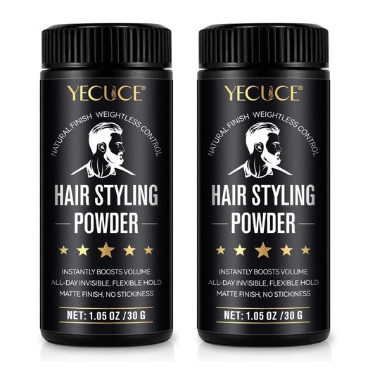 Yecuce Haar-Puder für Männer, 2er-Pack Textur-Puder für alle Haartypen, verleiht Volumen, natürliches mattes Styling mit nicht fettendem Finish, 60g Gesamtinhalt