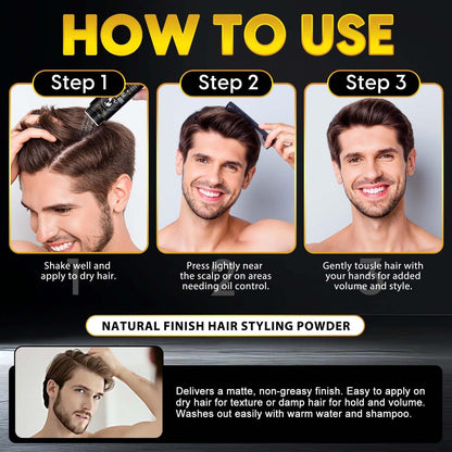 Yecuce Haar-Puder für Männer, 2er-Pack Textur-Puder für alle Haartypen, verleiht Volumen, natürliches mattes Styling mit nicht fettendem Finish, 60g Gesamtinhalt