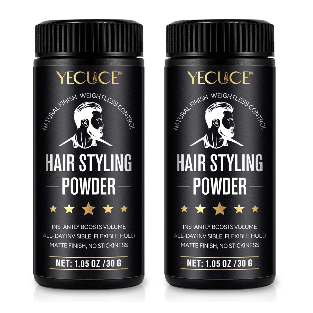 Yecuce Haar-Puder für Männer, 2er-Pack Textur-Puder für alle Haartypen, verleiht Volumen, natürliches mattes Styling mit nicht fettendem Finish, 60g Gesamtinhalt