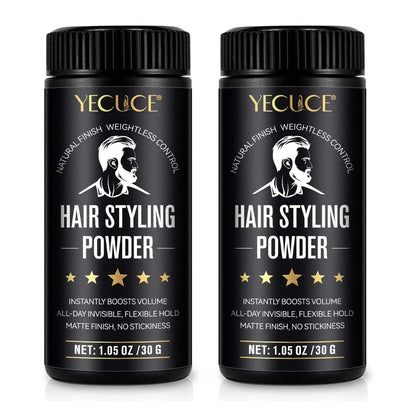 Yecuce Haar-Puder für Männer, 2er-Pack Textur-Puder für alle Haartypen, verleiht Volumen, natürliches mattes Styling mit nicht fettendem Finish, 60g Gesamtinhalt