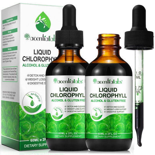 Chlorophyll Liquid Drops, Organische Chlorophyll-Tropfen zur Körperdeodorierung, Unterstützt Geruchsbalance, Natürliche Körperfrische, Körpergeruchskontrolle, Frischer Atem, 60ml 2 Flaschen