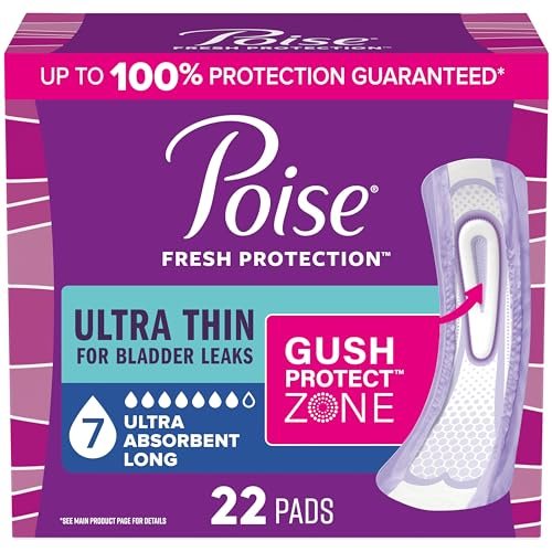 Poise Ultra Thin Inkontinenz- & Wochenbett-Einlagen bei Blasenschwäche, 7 Tropfen Ultra-Saugstärke, Lange Länge, 22 Stück (Verpackung kann variieren)