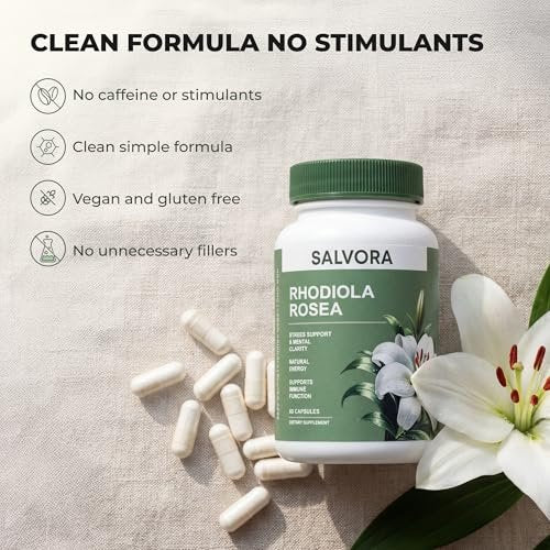 Salvora Rhodiola Rosea Kapseln – Goldene Wurzel Adaptogen – Rhodiola Rosea Extrakt Alternative mit Salidrosid für Stressunterstützung – Energie, Fokus & Leistung