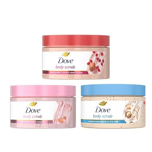 Dove Mixed Body Scrub Probierpaket 3er-Pack für Frauen für sichtbar seidig-glatte, genährte Haut 3,5 oz