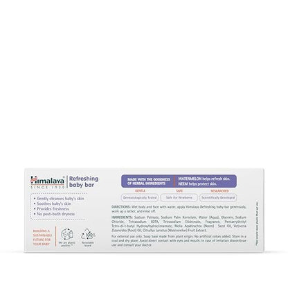 Himalaya Erfrischender Babybar – Sanfte Kräuterreinigung für Babys empfindliche Haut, beruhigt und hydratisiert, kein Spannungsgefühl nach dem Bad, klinisch getestet, 125 g, 3er-Pack