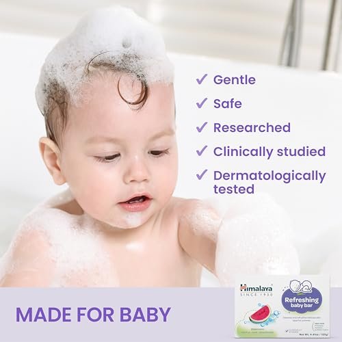 Himalaya Erfrischender Babybar – Sanfte Kräuterreinigung für Babys empfindliche Haut, beruhigt und hydratisiert, kein Spannungsgefühl nach dem Bad, klinisch getestet, 125 g, 3er-Pack
