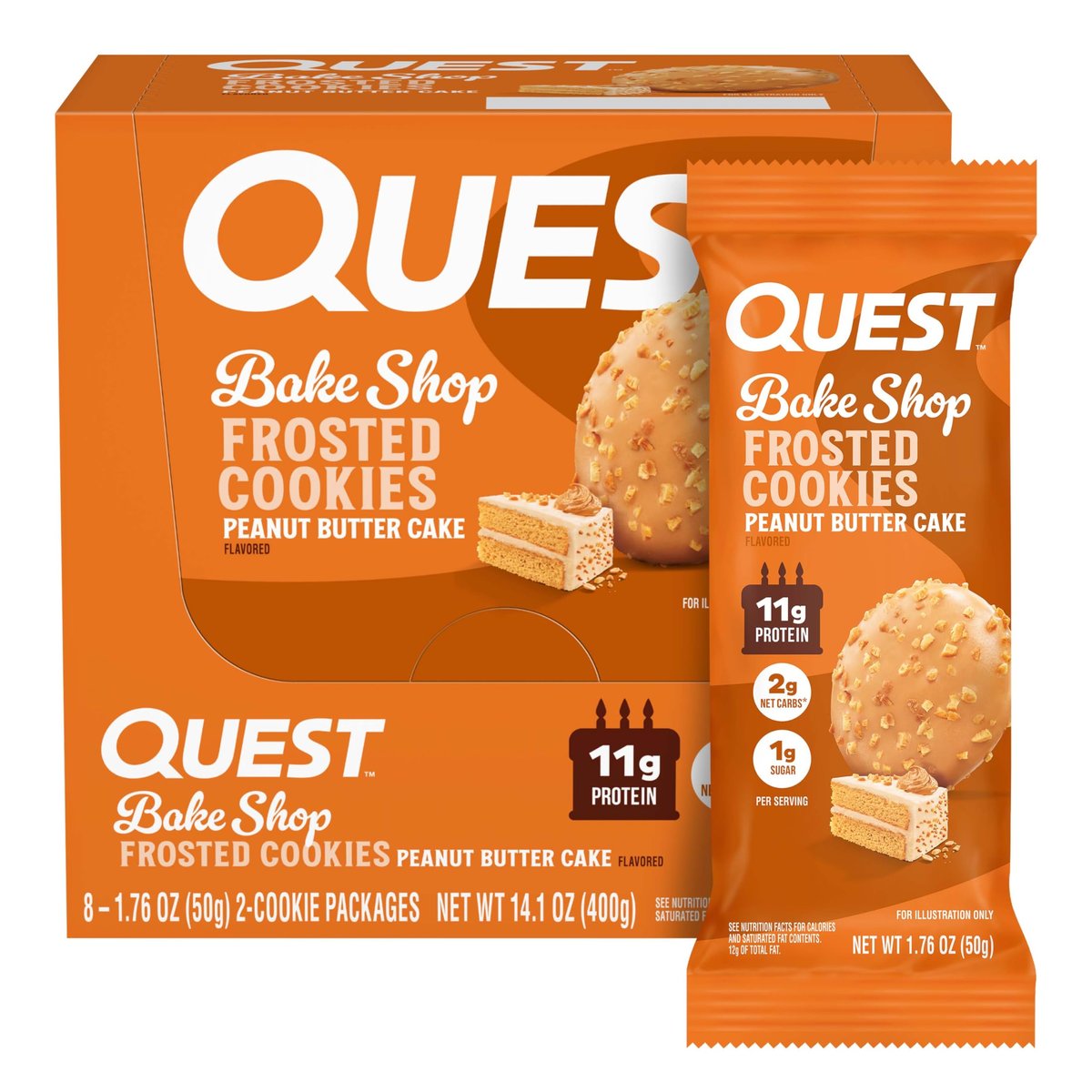 Quest Nutrition Frosted Protein Cookies Twin Pack, Erdnussbutter-Geschmack, 1g Zucker, 11g Protein, 2g Netto-Kohlenhydrate, Glutenfrei, 16 Kekse