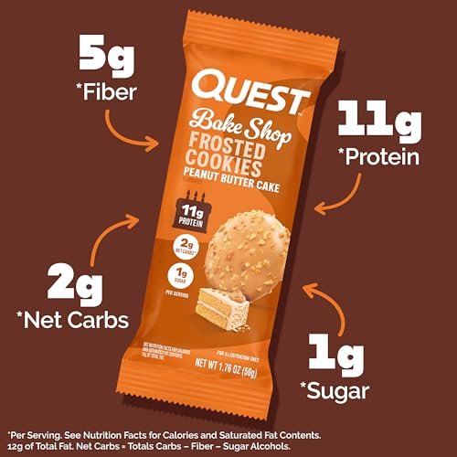 Quest Nutrition Frosted Protein Cookies Twin Pack, Erdnussbutter-Geschmack, 1g Zucker, 11g Protein, 2g Netto-Kohlenhydrate, Glutenfrei, 16 Kekse