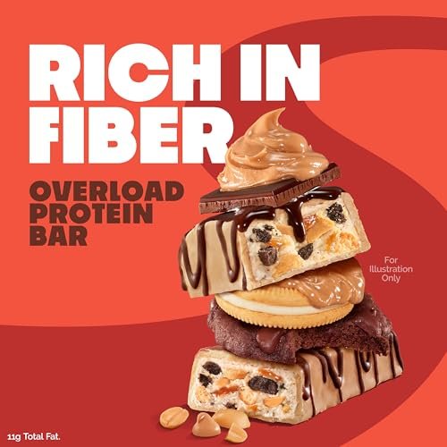 Quest Nutrition Overload Protein Riegel, Natürlicher Nussgeschmack, 20g Protein, 1g Zucker, 3g Netto-Kohlenhydrate, Glutenfrei, 12er Pack