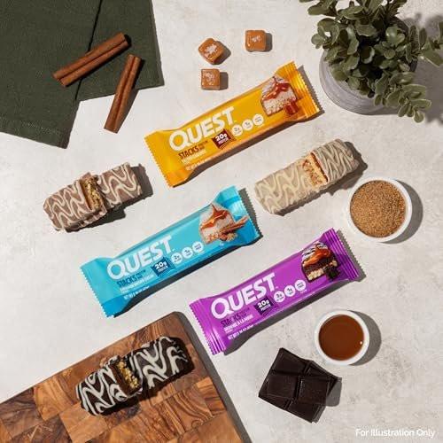 Quest Nutrition Stacks Protein Riegel, Brownie a la Mode Geschmack, 20g Protein, 3g Netto-Kohlenhydrate, 1g Zucker, Ballaststoffreich, Zuckerarm, Glutenfrei, 4er Pack