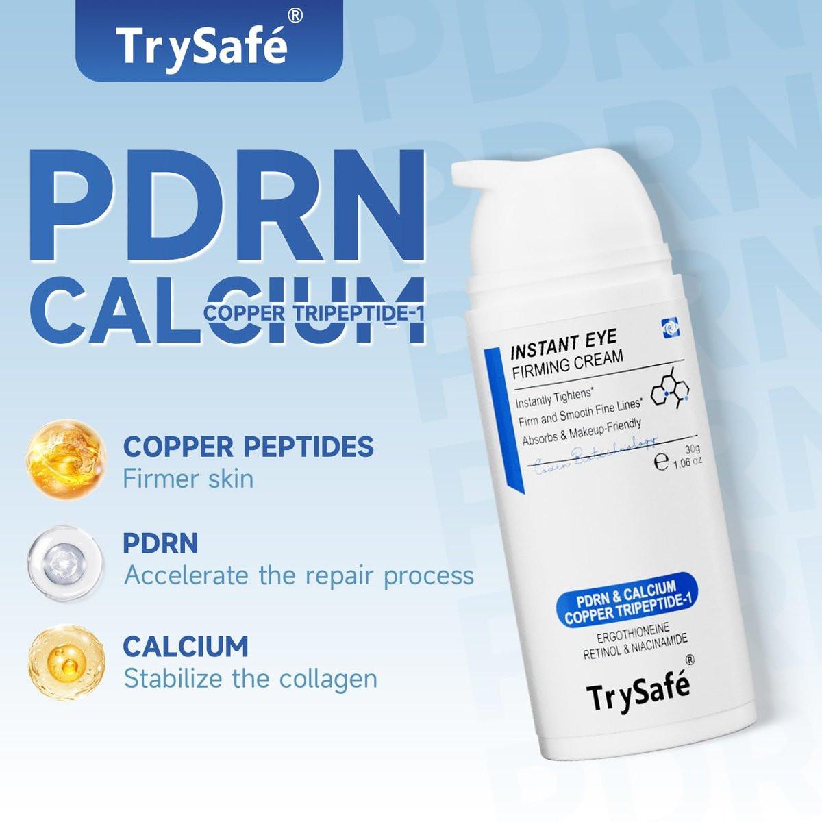 TrySafe 1,06oz PDRN & Calcium & Copper Peptides Temporärer Augenstraffer - Reduziert Augenringe, Tränensäcke & Fältchen sofort* | Hyaluron, Kollagen, Kojisäure, Koffein