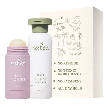 SALEE. Haarstyling-Creme & Wachsstift Duo für Reisegröße – Anti-Frizz Leave-In Glättungscreme & Fliegende-Haare-Bändiger für alle Haartypen