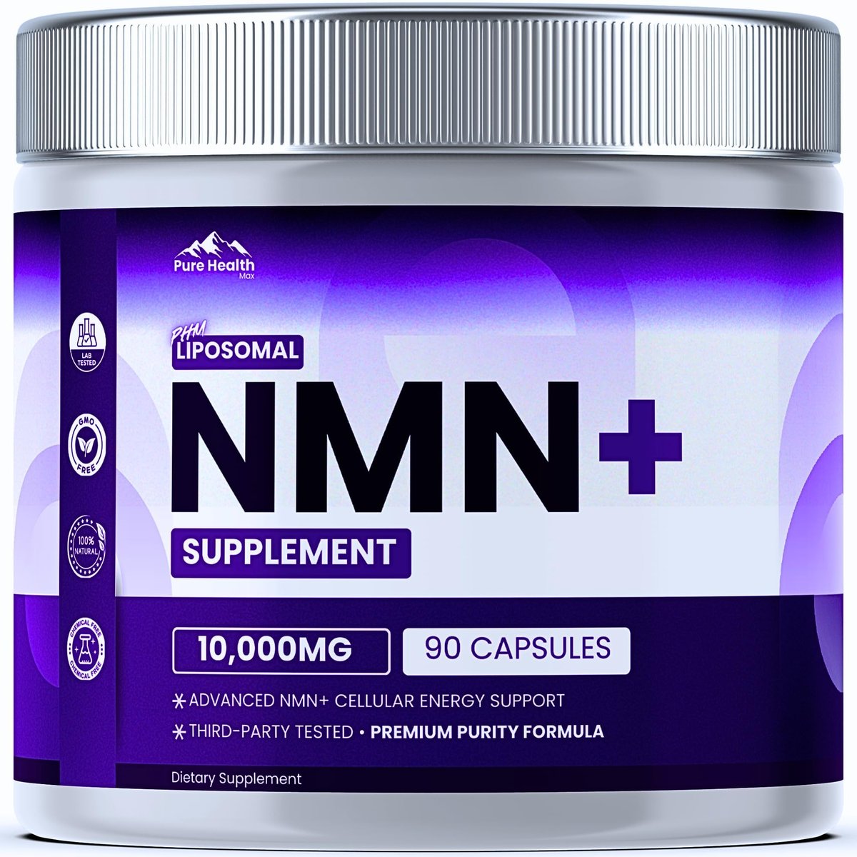 PURE HEALTH MAX NMN Nahrungsergänzungsmittel mit NAD+ und Resveratrol – NMNH-Alternative | NAD-Liposomale Kapseln für Männer und Frauen – Unterstützt die Zellenergie | 90 Kapseln, 3 Monate Vorrat