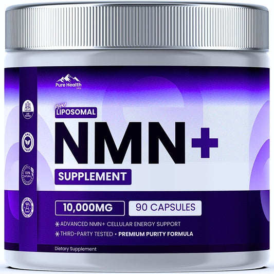 PURE HEALTH MAX NMN Nahrungsergänzungsmittel mit NAD+ und Resveratrol – NMNH-Alternative | NAD-Liposomale Kapseln für Männer und Frauen – Unterstützt die Zellenergie | 90 Kapseln, 3 Monate Vorrat