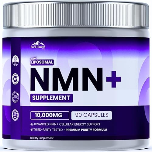 PURE HEALTH MAX NMN Nahrungsergänzungsmittel mit NAD+ und Resveratrol – NMNH-Alternative | NAD-Liposomale Kapseln für Männer und Frauen – Unterstützt die Zellenergie | 90 Kapseln, 3 Monate Vorrat
