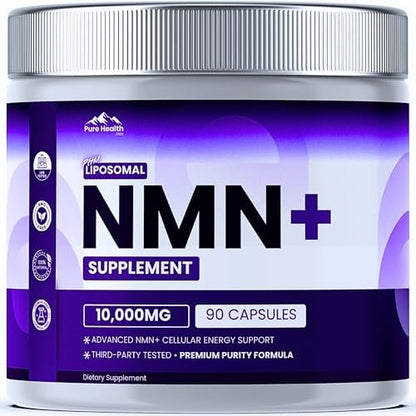 PURE HEALTH MAX NMN Nahrungsergänzungsmittel mit NAD+ und Resveratrol – NMNH-Alternative | NAD-Liposomale Kapseln für Männer und Frauen – Unterstützt die Zellenergie | 90 Kapseln, 3 Monate Vorrat