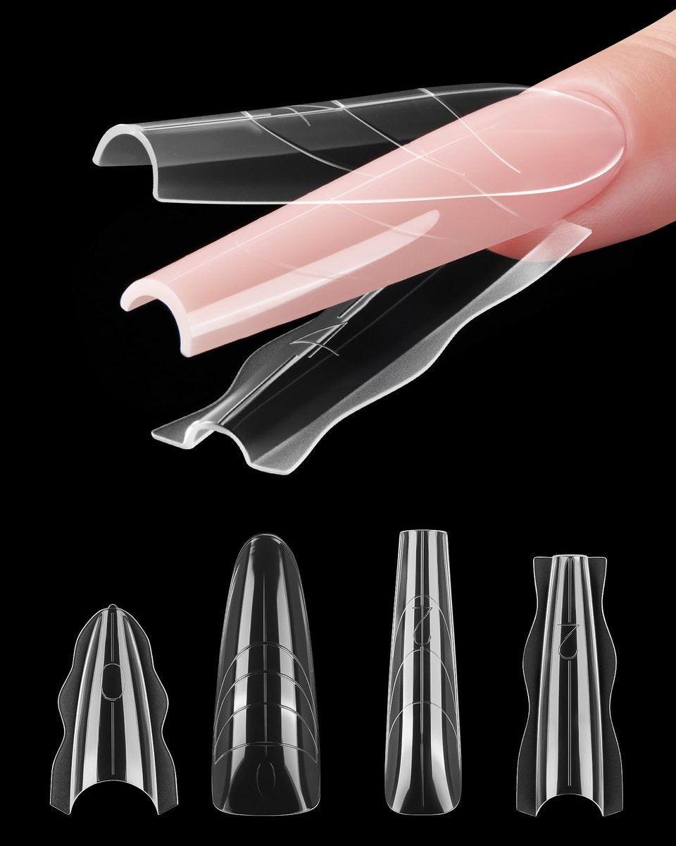 Naughtology Sandwich Nail Dual Form Kit – 360 PCS Coffin & Almond Dual Forms für Nagelverlängerungen, 15 Größen, wiederverwendbare Kunststoffformen für Polygel, Acryl, Builder Gel – Perfekt für DIY & Salon