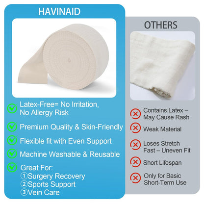 HAVINAID Latex-freie elastische Tubularstützbandage mit Trikotstoff, atmungsaktive Tubularkompressionshülse für Gelenk- und Gewebeunterstützung an Armen, Knien, Beinen (4" x 5,5 Yards) Größe F