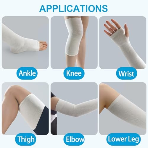 Latexfreie elastische tubuläre Stützbandage aus Baumwoll-Schlauchverband, atmungsaktive Kompressionshülle für Gelenk- und Gewebeunterstützung an Armen, Knien, Beinen (3" x 5,5 Yards) Größe D