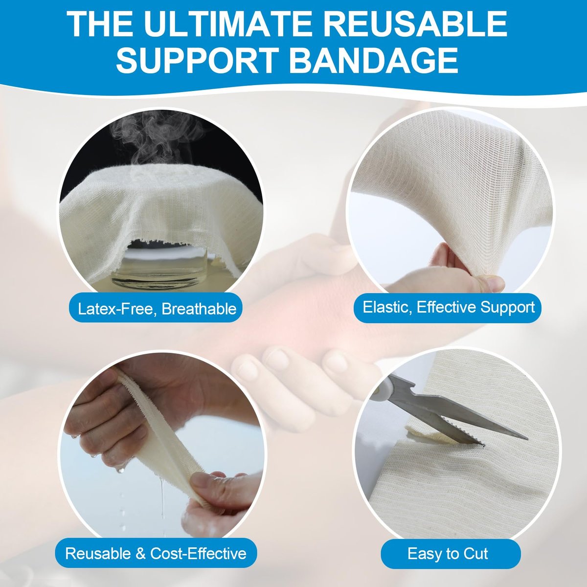HAVINAID Latexfreie elastische Tubularverband-Bandage mit Schlauchmull, atmungsaktive Kompressionshülse für Gelenk- und Gewebeunterstützung an Armen, Knien, Beinen (3,5" x 5,5 Yards) Größe E