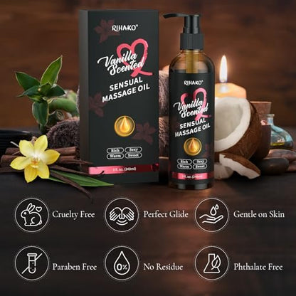 Vanille Massageöl für Paare – Sinnliches Körperöl für Valentinstag & romantische Abende | 250 ml