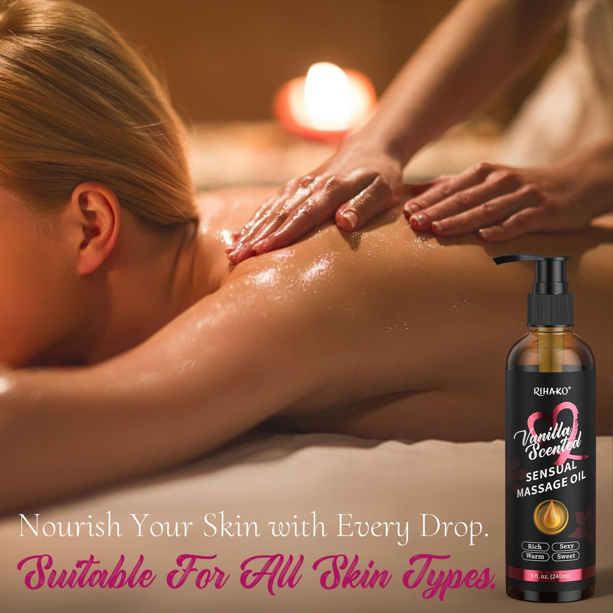 Vanille Massageöl für Paare – Sinnliches Körperöl für Valentinstag & romantische Abende | 250 ml