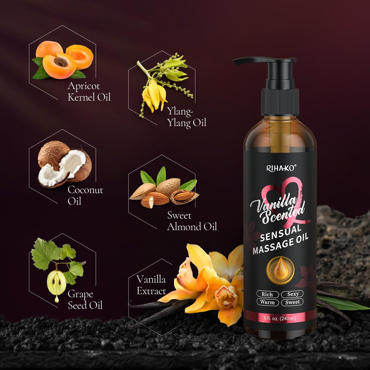 Vanille Massageöl für Paare – Sinnliches Körperöl für Valentinstag & romantische Abende | 250 ml