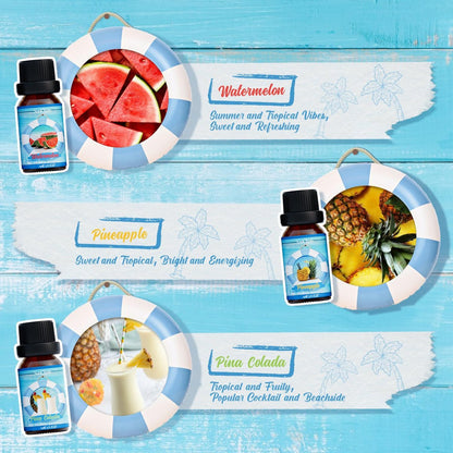 Soulorigin Sommer Ätherische Öle Set, Duftöl Geschenkset für Diffusoren, Duftöle für Seifen- und Kerzenherstellung 6x10ml – Meeresbrise, Ananas, Wassermelone, Kokosnuss, Pink Beach und Piña Colada