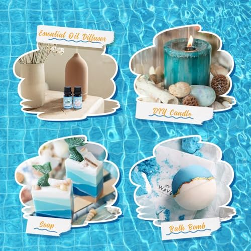 Soulorigin Sommer Ätherische Öle Set, Duftöl Geschenkset für Diffusoren, Duftöle für Seifen- und Kerzenherstellung 6x10ml – Meeresbrise, Ananas, Wassermelone, Kokosnuss, Pink Beach und Piña Colada