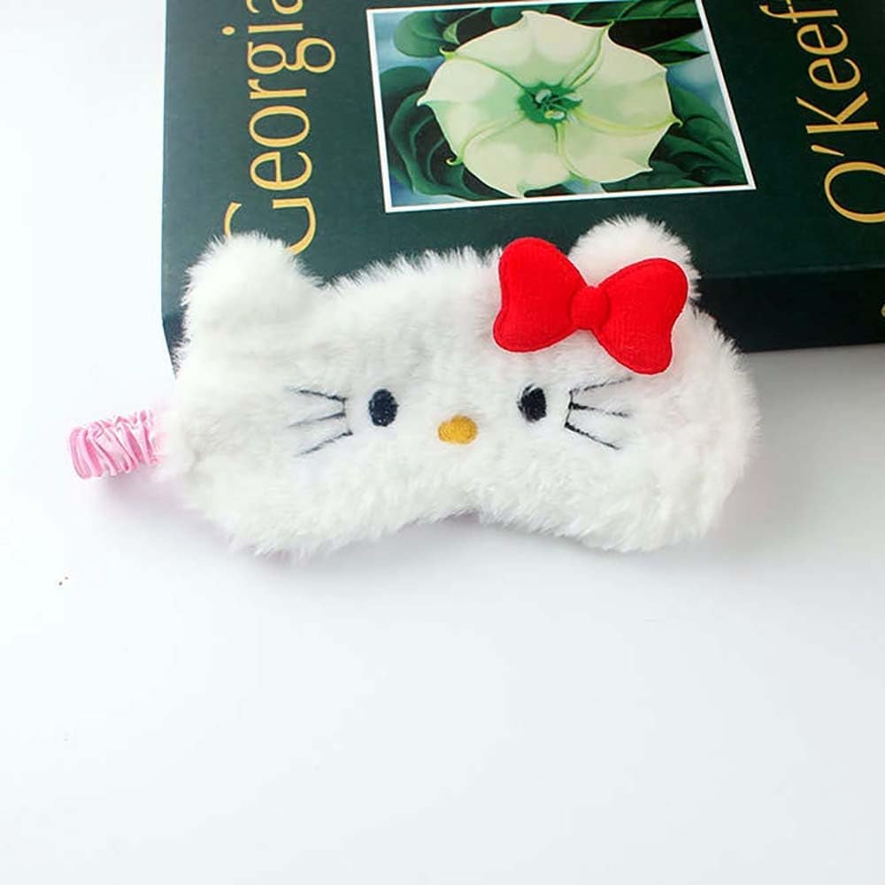 Kawaii Anime Plush Schlafmaske – Süße Cartoon-Tieraugenmaske für Damen, Mädchen und Kinder (Katze)