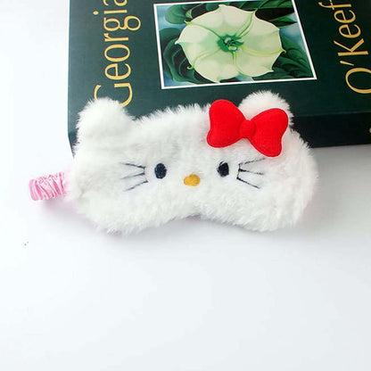 Kawaii Anime Plush Schlafmaske – Süße Cartoon-Tieraugenmaske für Damen, Mädchen und Kinder (Katze)