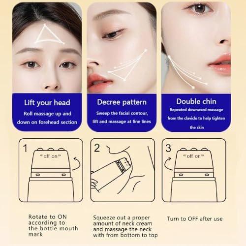 Neck Firming Cream mit Roller 5,29 oz – Peptid-Halscreme für Straffung & Festigung, Glycerin-Feuchtigkeitsformel mit Pro-Xylane & Polypeptid, Massageroller-Design für glattere Hautpflege