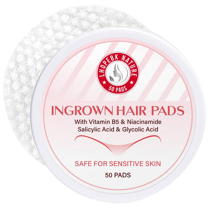 Behandlungspads für eingewachsene Haare im Gesicht: BHA + AHA gegen Rasurbumps für Bikini-Zone, Achseln, Beine – 50 Pads