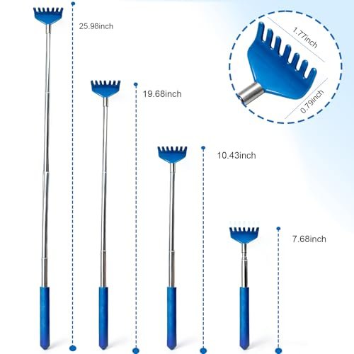 ZMOIVOK 6er Set Rückenkratzer – Edelstahlkopf mit Gummigriff, ausziehbar – Geschenkverpackung für Weihnachten, Mix