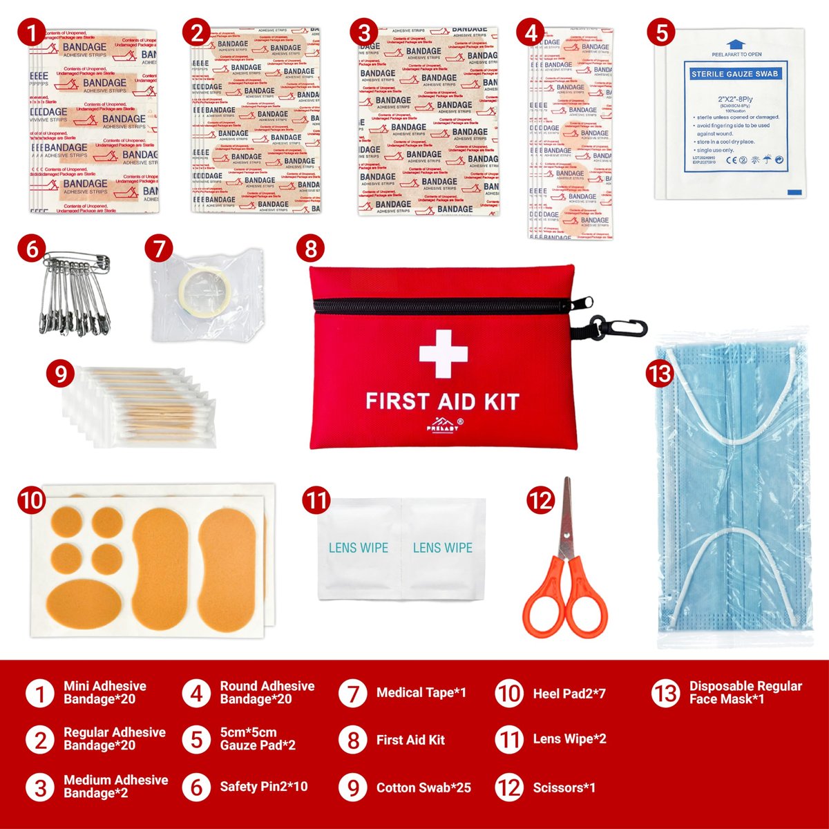2er-Pack 152-teiliges kleines Erste-Hilfe-Set, Reisegröße, TSA-zugelassen, Mini-Erste-Hilfe-Set für Zuhause, Auto, Reisen, Camping, LKW, Sport, Büro, Wandern, Rucksack; Geschenk für Oma