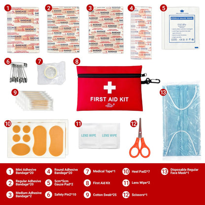 2er-Pack 152-teiliges kleines Erste-Hilfe-Set, Reisegröße, TSA-zugelassen, Mini-Erste-Hilfe-Set für Zuhause, Auto, Reisen, Camping, LKW, Sport, Büro, Wandern, Rucksack; Geschenk für Oma