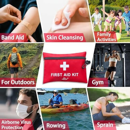 2er-Pack 152-teiliges kleines Erste-Hilfe-Set, Reisegröße, TSA-zugelassen, Mini-Erste-Hilfe-Set für Zuhause, Auto, Reisen, Camping, LKW, Sport, Büro, Wandern, Rucksack; Geschenk für Oma