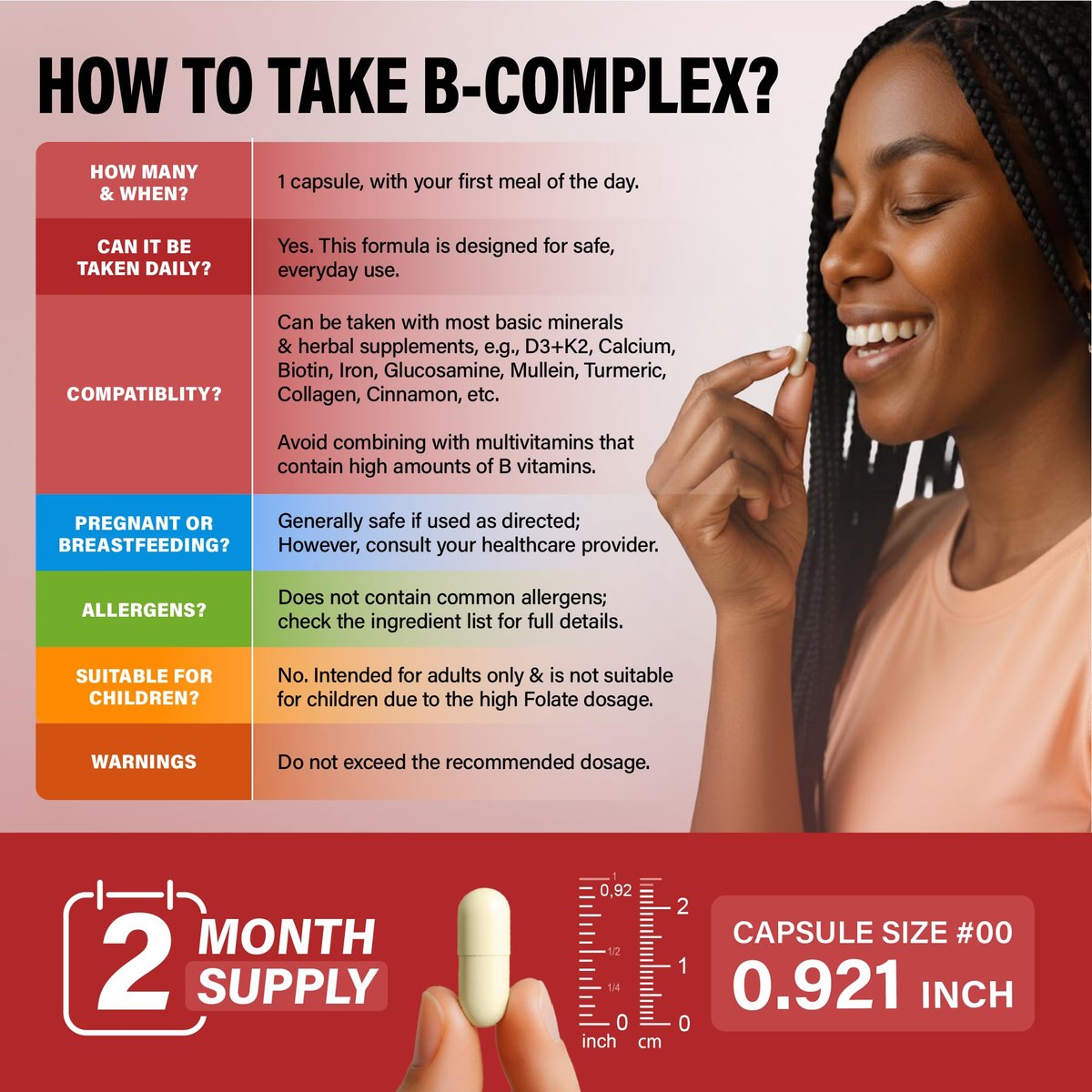 Vitamin B Komplex – B1 | B2 | B3 | B5 | B6 | Biotin | B12 | 5-MTHF – Astragalus & Vollwertmischung – Energie, Stoffwechsel & Gehirn – B-Vitamine für Frauen & Männer – Laborgeprüft – 60 Kapseln, 60 Tage Vorrat
