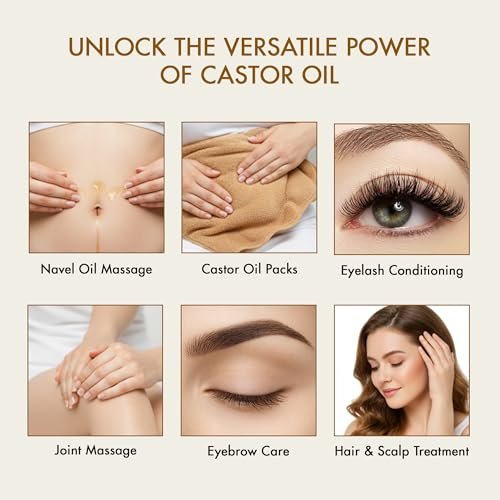 Majestic Pure Rizinusöl – 100% rein und natürlich, kaltgepresst & hexanfrei – 236 ml mit wiederverwendbaren Wickeln