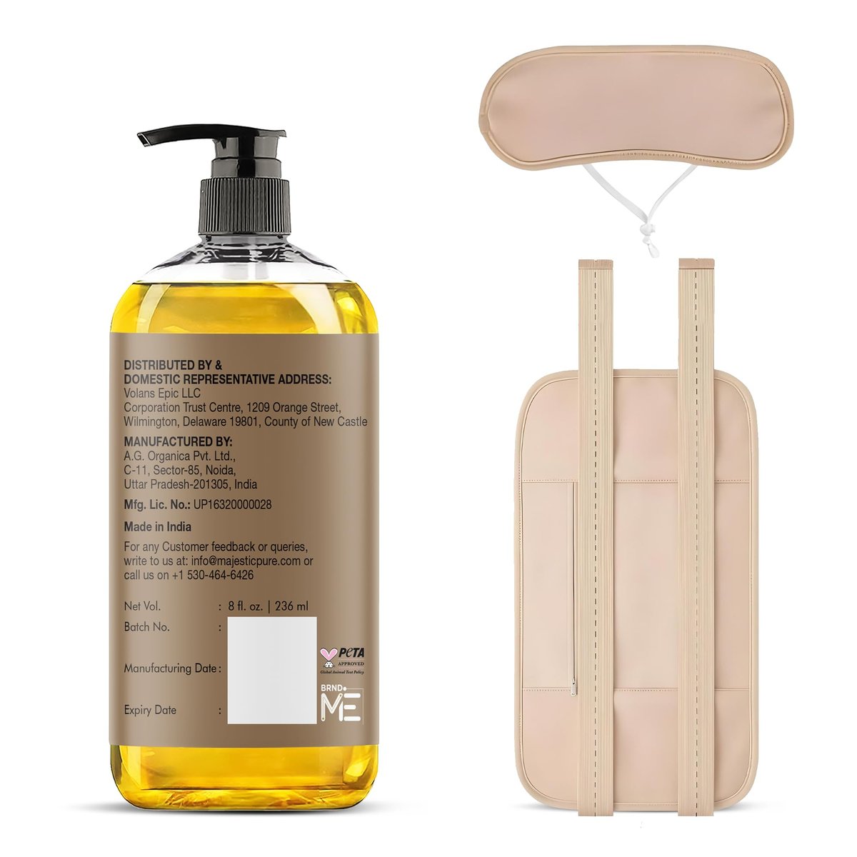 Majestic Pure Rizinusöl – 100% rein und natürlich, kaltgepresst & hexanfrei – 236 ml mit wiederverwendbaren Wickeln