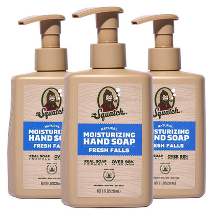 Dr. Squatch Natürliche Feuchtigkeitsspendende Handseife – 3er-Pack, 8 fl oz – Frische Wasserfälle – Sanft zu allen Hauttypen