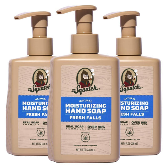 Dr. Squatch Natürliche Feuchtigkeitsspendende Handseife – 3er-Pack, 8 fl oz – Frische Wasserfälle – Sanft zu allen Hauttypen