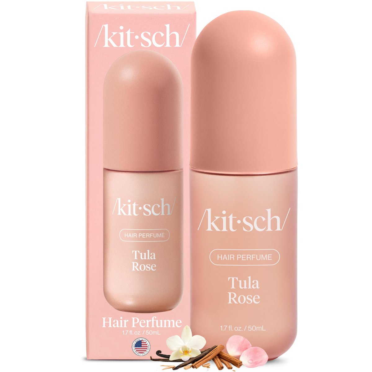 Kitsch Haarparfüm für Frauen - Tula Rose | Reinigendes, deodorierendes & patentiertes geruchsbeseitigendes Haarspray & Körperspray - Frische für Haare, Körper & Kissen - Florale Vanillenote – 50 ml