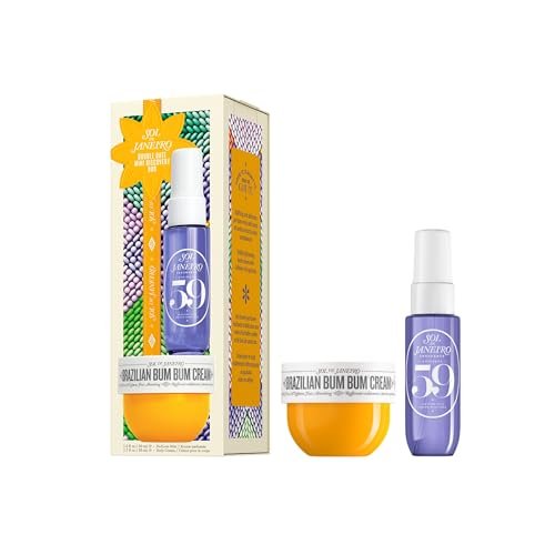 Sol de Janeiro Double Date Beauty Geschenkset | Reisegröße Brazilian Bum Bum Body Cream 1,7 fl oz & Cheirosa 59 Perfume Mist Mini 1 fl oz | Limitierte Beauty Minis Probierset