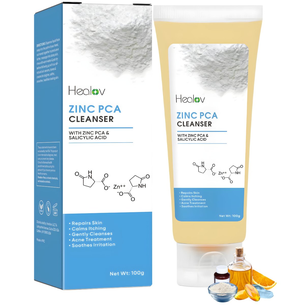Zinc Gesichtswaschmittel | Zinkseife Hauttherapie Körperreiniger für Akne, Rosacea, Ekzeme, Dermatitis, Psoriasis, Juckreiz | Reinigendes, beruhigendes Gesichtswasser | Peeling Zink Gesichts- & Körperwaschmittel für alle Hauttypen