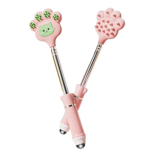 Doumewor Rückenkratzer ausziehbar für Damen und Herren mit 2 verschiedenen Silikonmassagepunkten, Juckreiz lindern, Kopfhaut kratzen, Katzenpfote Größe 23,23 Zoll (Pink)