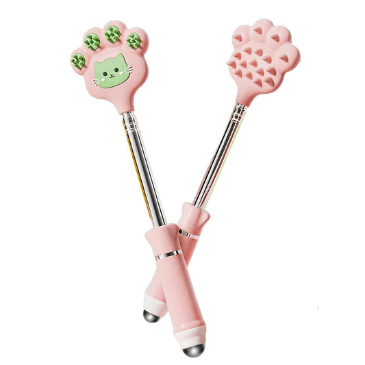 Doumewor Rückenkratzer ausziehbar für Damen und Herren mit 2 verschiedenen Silikonmassagepunkten, Juckreiz lindern, Kopfhaut kratzen, Katzenpfote Größe 23,23 Zoll (Pink)