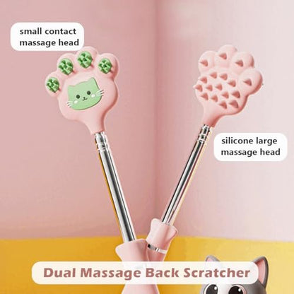 Doumewor Rückenkratzer ausziehbar für Damen und Herren mit 2 verschiedenen Silikonmassagepunkten, Juckreiz lindern, Kopfhaut kratzen, Katzenpfote Größe 23,23 Zoll (Pink)