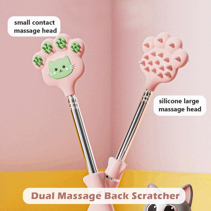 Doumewor Rückenkratzer ausziehbar für Damen und Herren mit 2 verschiedenen Silikonmassagepunkten, Juckreiz lindern, Kopfhaut kratzen, Katzenpfote Größe 23,23 Zoll (Pink)